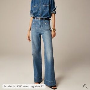 NWT J. Crew High-rise denim trouser jean with sailor pockets